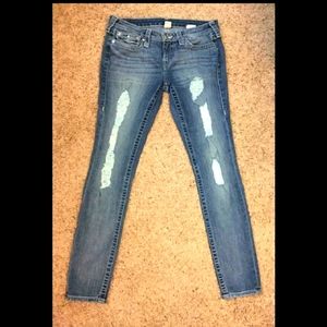 True Religion destroyed skinny with flap pockets